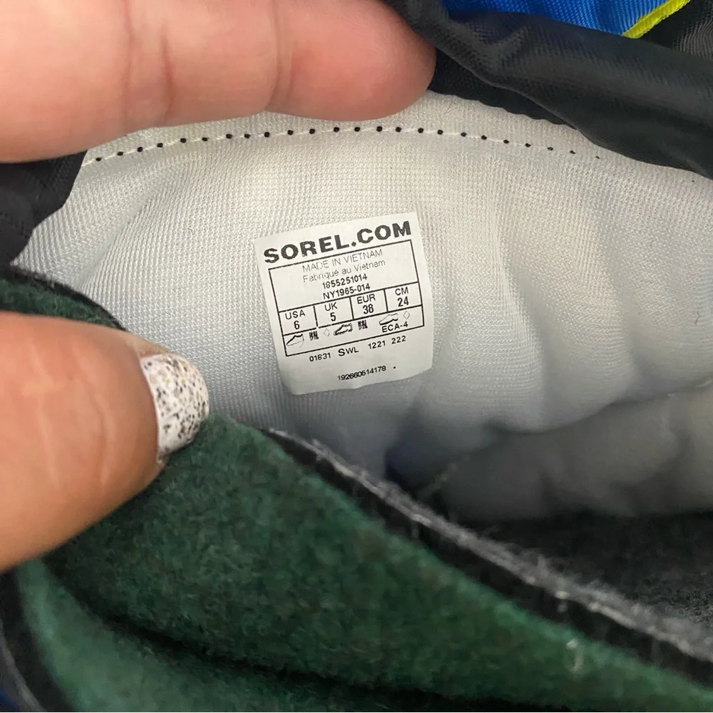 SOREL Kids Blue Nylon Flurry Waterproof Insulated Snow Boot Size 6‎